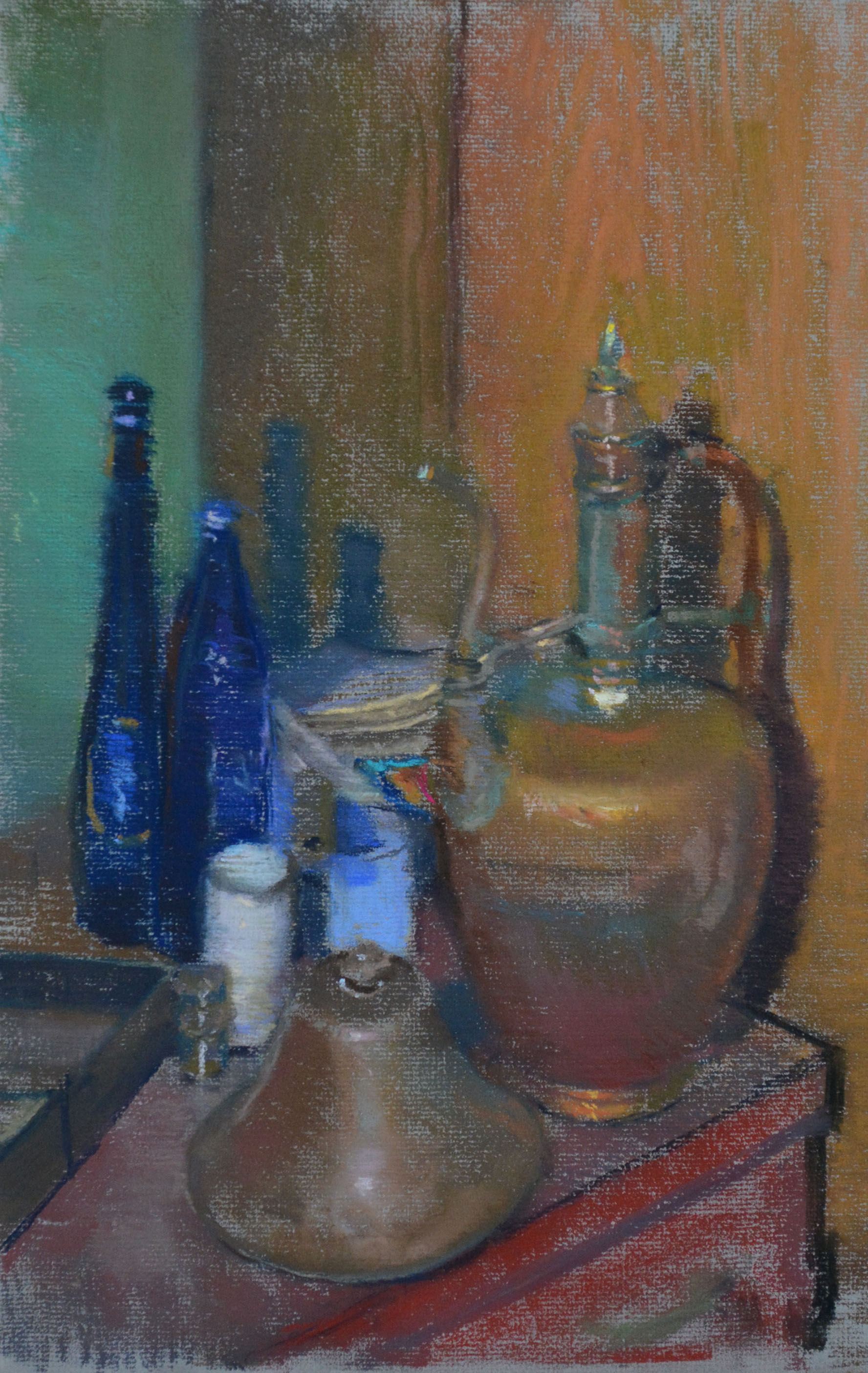 Turkish Jug and Rakia Bottles / pastel on paper / 11" x 17" / 2023